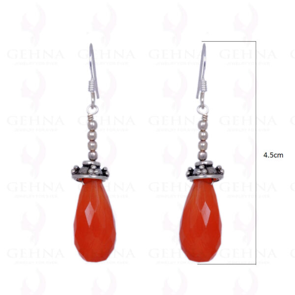 Carnelian Gemstone Faceted Drop Earrings Made In .925 Solid Silver ES-1208