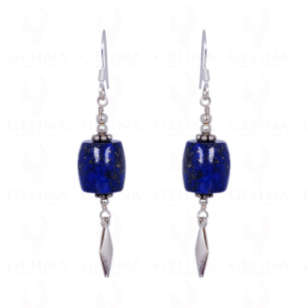 Lapis Lazuli Gemstone Bead Earrings Made In .925 Sterling Silver ES-1209
