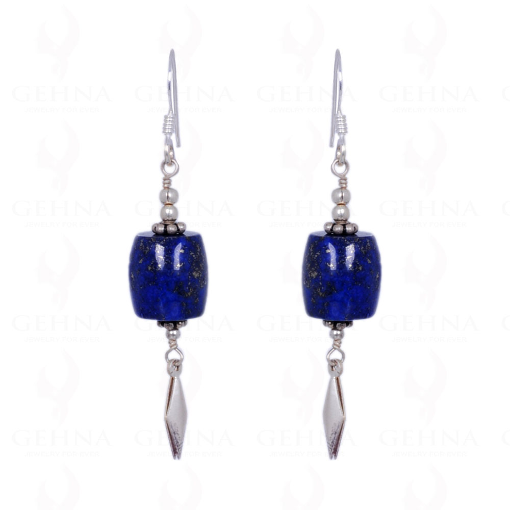 Lapis Lazuli Gemstone Bead Earrings Made In .925 Sterling Silver ES-1209