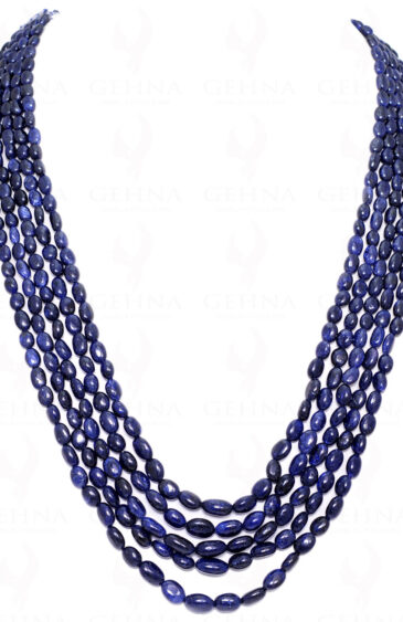 5 Rows Of Blue Sapphire Oval Gemstone Bead Necklace NP-1209