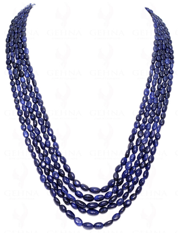 5 Rows Of Blue Sapphire Oval Gemstone Bead Necklace NP-1209