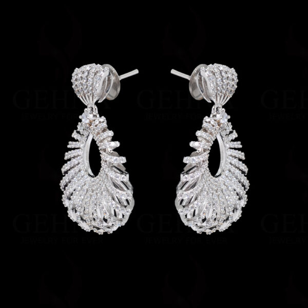 White Topaz Studded Dangle Festive Earrings FE-1209