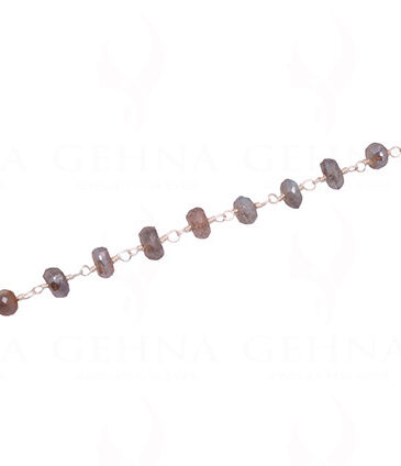 Grey Labradorite Gemstone Faceted Bead Chain In.925 Sterling Silver CS-1210