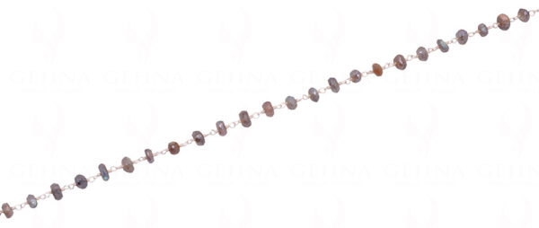 Grey Labradorite Gemstone Faceted Bead Chain In.925 Sterling Silver CS-1210