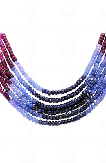 6 Rows Of Emerald,Ruby & Sapphires Rainbow Gemstone Bead Necklace NP-1210