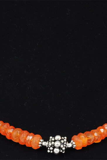 Carnelian & Aquamarine Gemstone Bead Strand With Solid Silver Elements NS-1210