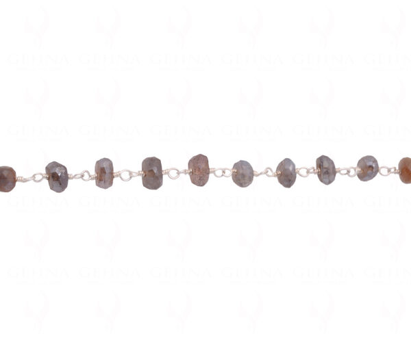 Grey Labradorite Gemstone Faceted Bead Chain In.925 Sterling Silver CS-1210