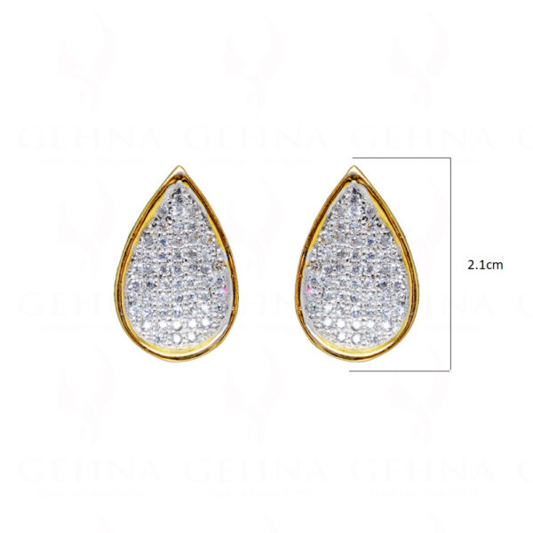 White Topaz Studded Pear Shape Tops Earring FE-1210