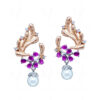 Pearl, Ruby & Topaz Studded Dangle Festive Earrings FE-1211