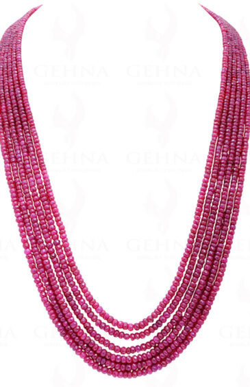 6 Rows Ruby Gemstone Faceted Bead Necklace NP-1211