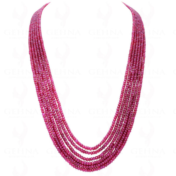 6 Rows Ruby Gemstone Faceted Bead Necklace NP-1211