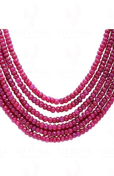 6 Rows Ruby Gemstone Faceted Bead Necklace NP-1211