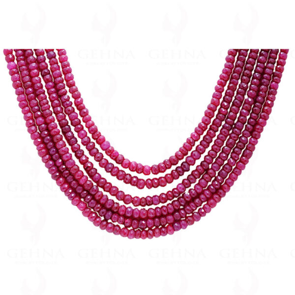 6 Rows Ruby Gemstone Faceted Bead Necklace NP-1211