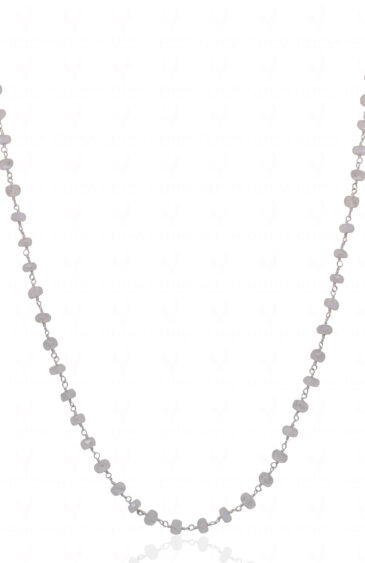 White Moonstone Faceted Bead Chain In .925 Sterling Silver CS-1212