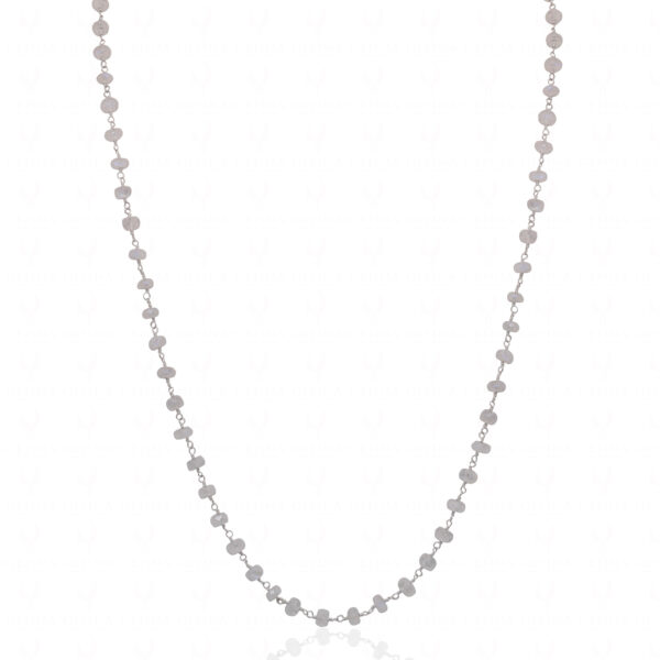 White Moonstone Faceted Bead Chain In .925 Sterling Silver CS-1212
