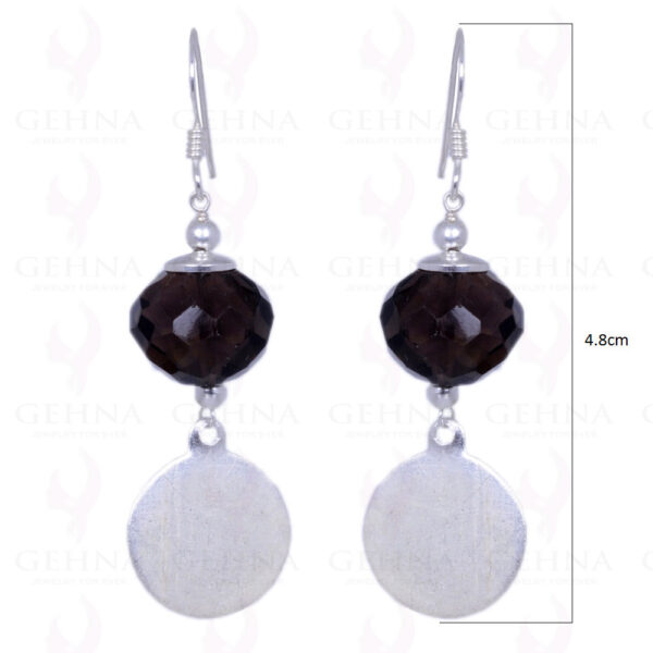 Smoky Topaz Gemstone Faceted Bead Earrings Made In .925 Sterling Silver ES-1212