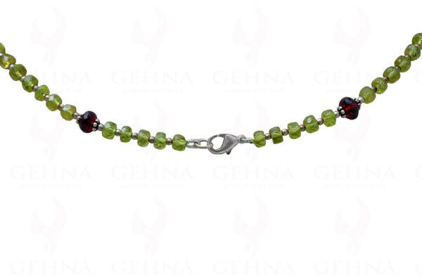 Peridot, Red Garnet, Amethyst, Carnelian & Smoky Round Bead Necklace NS-1212