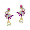 Pearl, Ruby & Topaz Studded Dangle Festive Earrings FE-1213