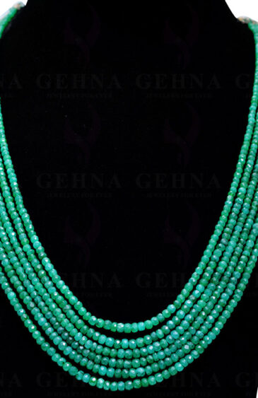 6 Rows Emerald Gemstone Faceted Bead Necklace NP-1213