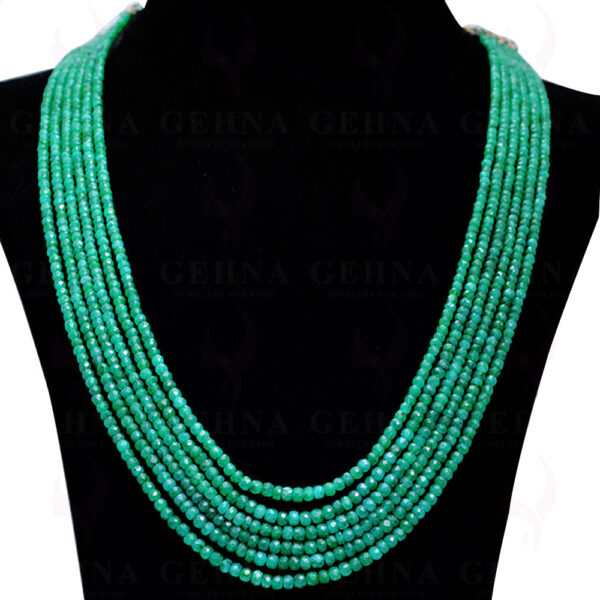 6 Rows Emerald Gemstone Faceted Bead Necklace NP-1213