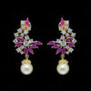 Pearl, Ruby & Topaz Studded Dangle Festive Earrings FE-1213