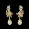 Pearl, Ruby & Topaz Studded Dangle Festive Earrings FE-1213