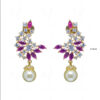 Pearl, Ruby & Topaz Studded Dangle Festive Earrings FE-1213