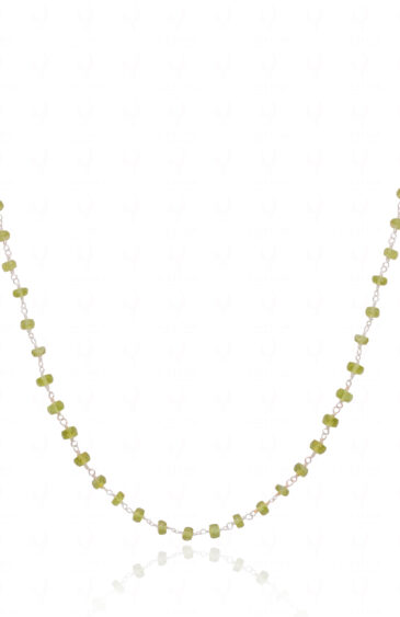 Peridot Gemstone Faceted Bead Chain In .925 Sterling Silver CS-1214