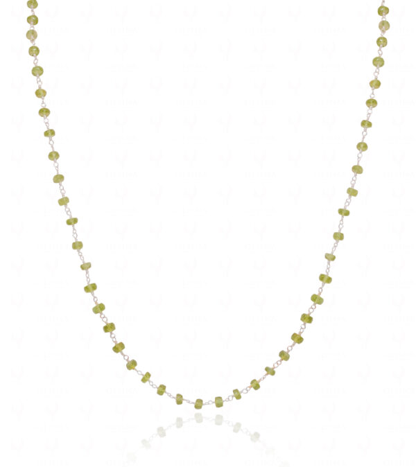 Peridot Gemstone Faceted Bead Chain In .925 Sterling Silver CS-1214
