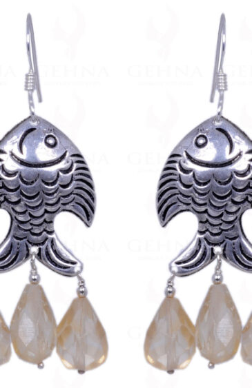 Citrine Gemstone Drop Earrings With .925 Sterling Silver Elements ES-1214
