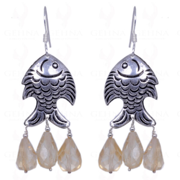Citrine Gemstone Drop Earrings With .925 Sterling Silver Elements ES-1214