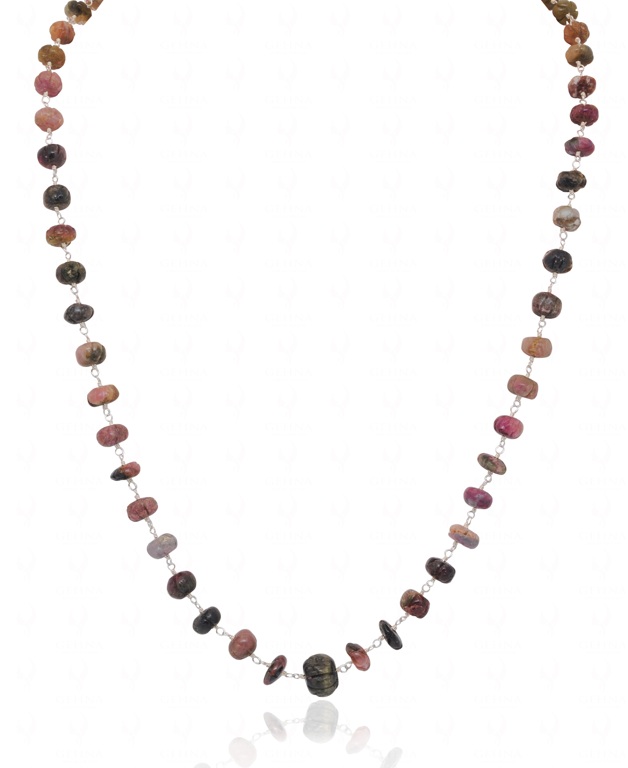 Tourmaline Gemstone Faceted Bead Chain In .925 Sterling Silver CS-1215