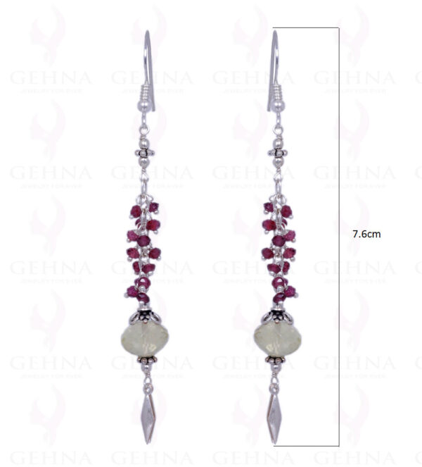 Lemon Topaz & Red Garnet Gemstone Earrings In .925 Sterling Silver ES-1215