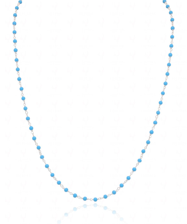 Turquoise Gemstone Faceted Bead Chain In .925 Sterling Silver CS-1216