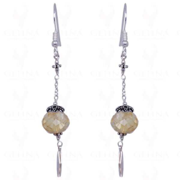 Citrine Gemstone Faceted Bead Earrings Made In .925 Solid Silver ES-1216