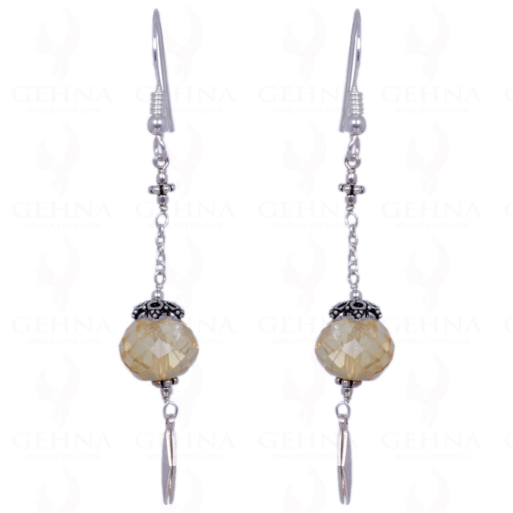 Citrine Gemstone Faceted Bead Earrings Made In .925 Solid Silver ES-1216