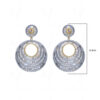 White Topaz Studded Round Shape Dangle Earrings FE-1216