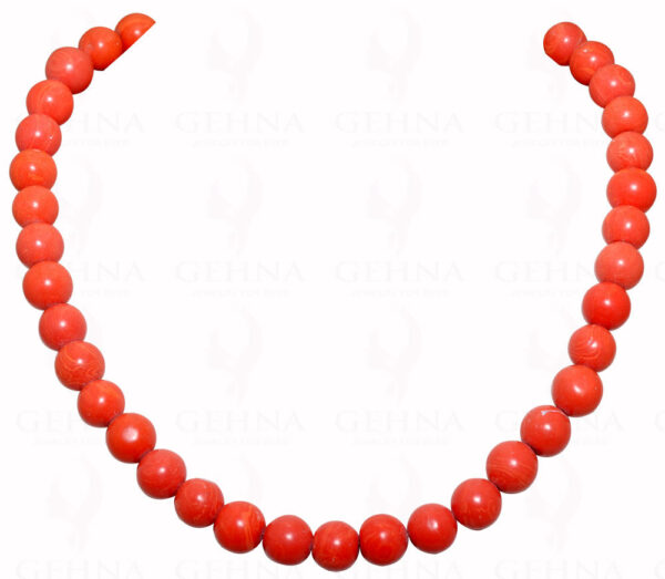 Man Made Coral Gemstone Round Bead Necklace Clasp Attached NP-1217