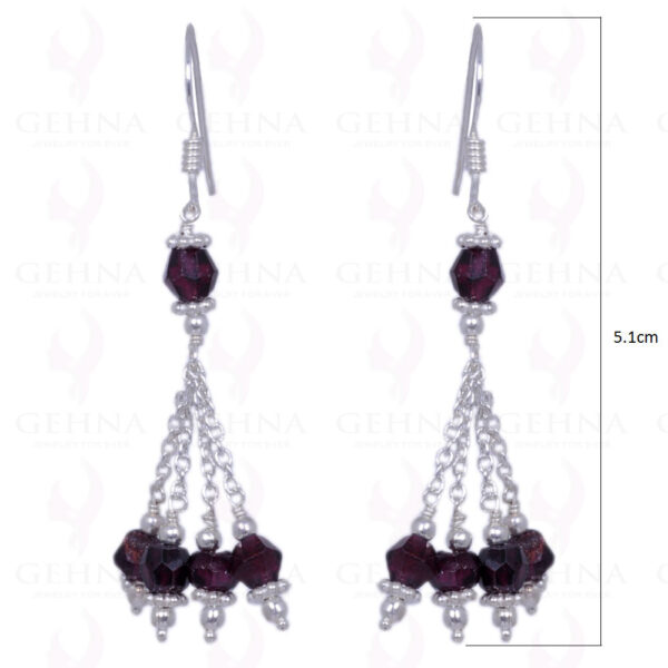 Red Garnet Faceted Bead Earrings Made In .925 Sterling Silver ES-1217