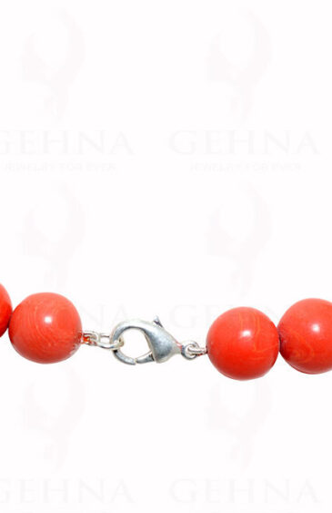 Man Made Coral Gemstone Round Bead Necklace Clasp Attached NP-1217