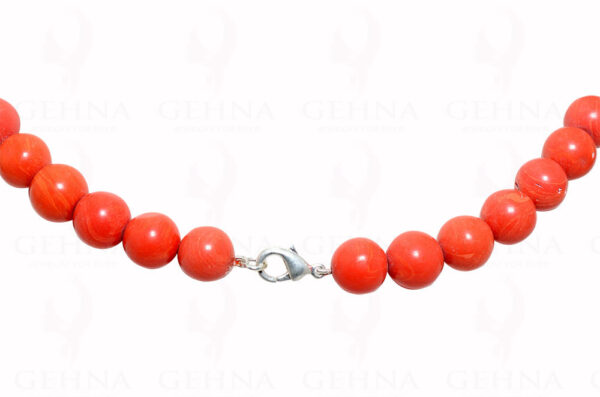 Man Made Coral Gemstone Round Bead Necklace Clasp Attached NP-1217