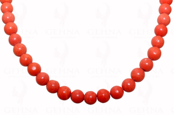 Man Made Coral Gemstone Round Bead Necklace Clasp Attached NP-1217