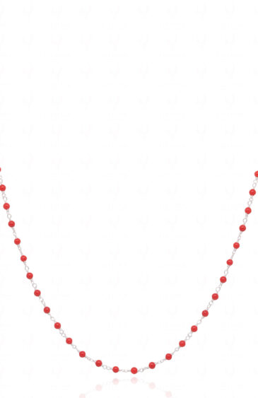 Red Jasper Gemstone Faceted Bead Chain In .925 Sterling Silver CS-1218