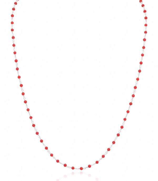 Red Jasper Gemstone Faceted Bead Chain In .925 Sterling Silver CS-1218
