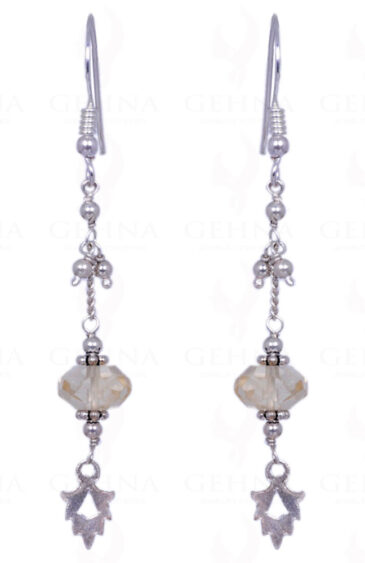 Citrine Gemstone Faceted Bead Earrings With .925 Solid Silver Elements ES-1218
