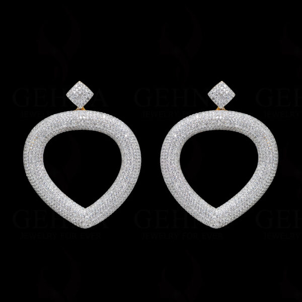White Topaz Studded Festive Dangle Earrings FE-1218