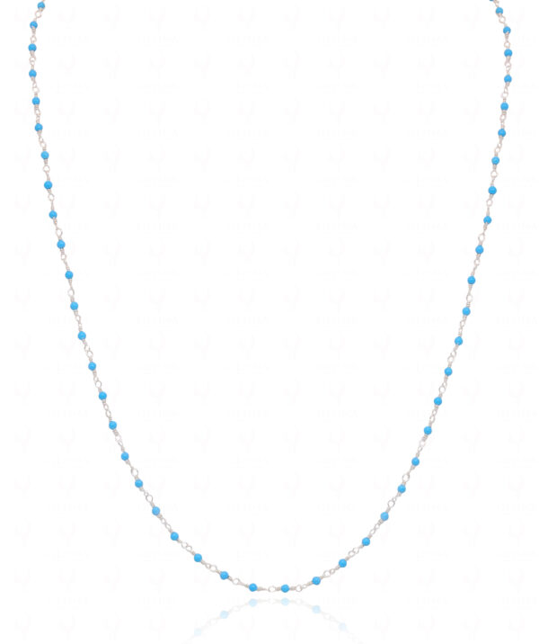 Turquoise Gemstone Chain Knotted In .925 Sterling Silver  CS-1219
