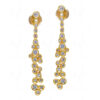 White Topaz Studded Gold Plated Dangle Earrings FE-1219