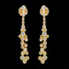 White Topaz Studded Gold Plated Dangle Earrings FE-1219
