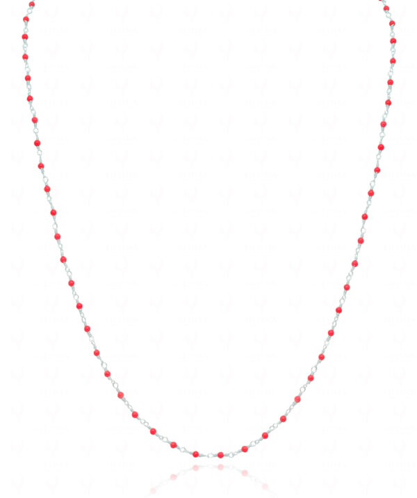 Red Jasper Gemstone Faceted Bead Chain In .925 Sterling Silver CS-1220